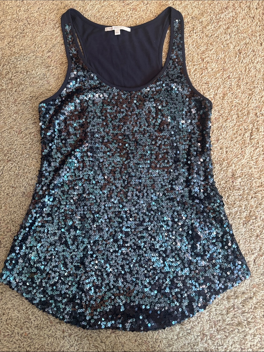 Worn Once GAP Blue Sequin Scoop Tank